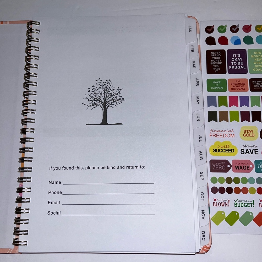 2026 Pink Abstract Home Office Planner with Stickers - Picture 6 of 6